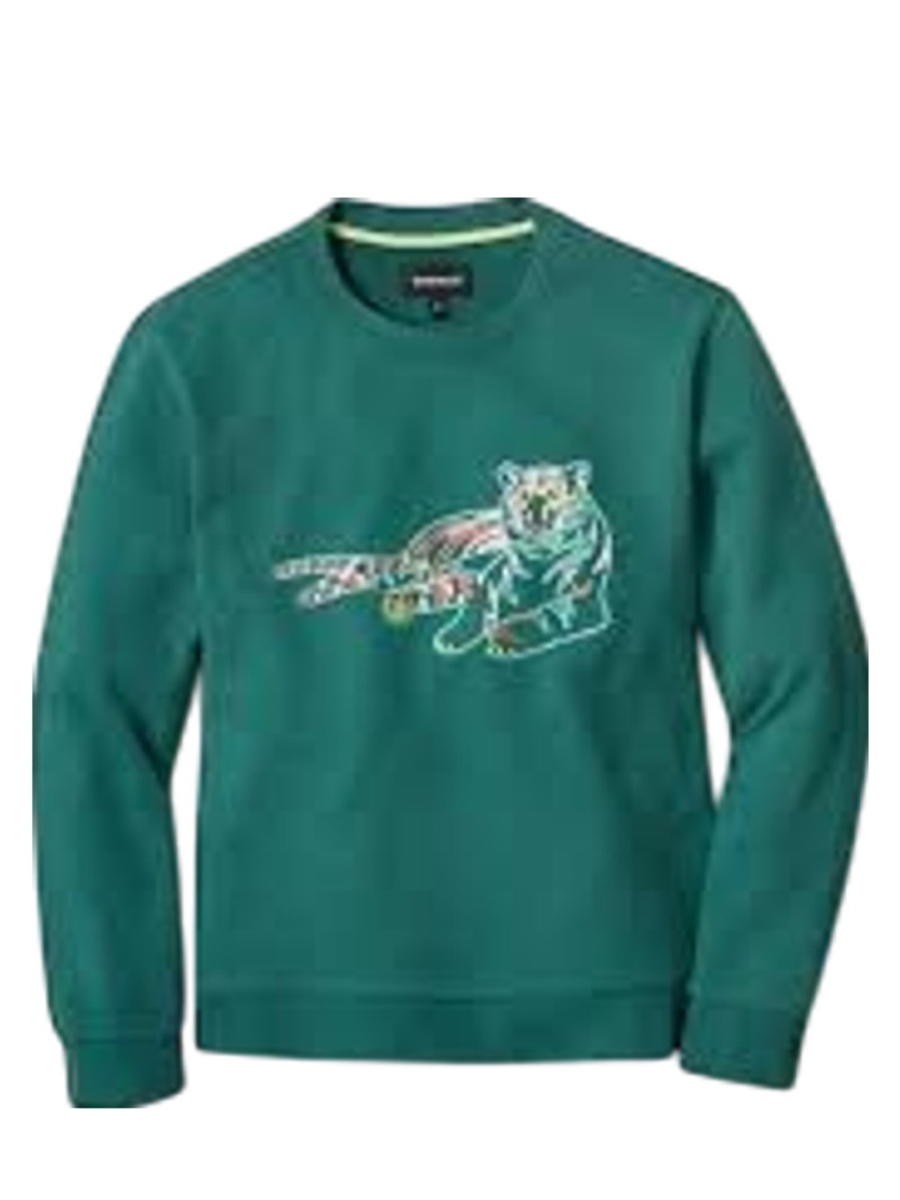 Bonobos Teal Green Crewneck Sweatshirt with Graphic Tiger